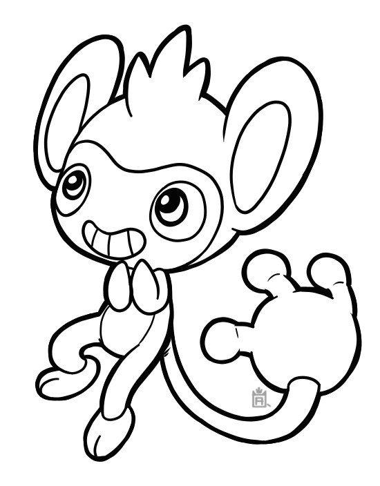 Aipom free to use line art by michifishu on