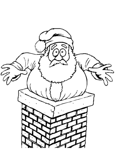 Santa stuck in the chimney coloring page free printable coloring pages