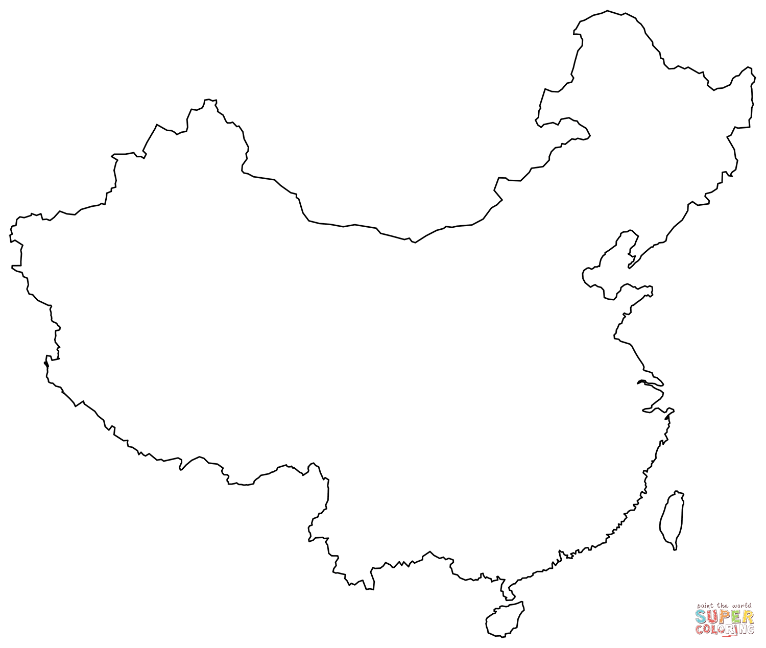 Outline map of china coloring page free printable coloring pages