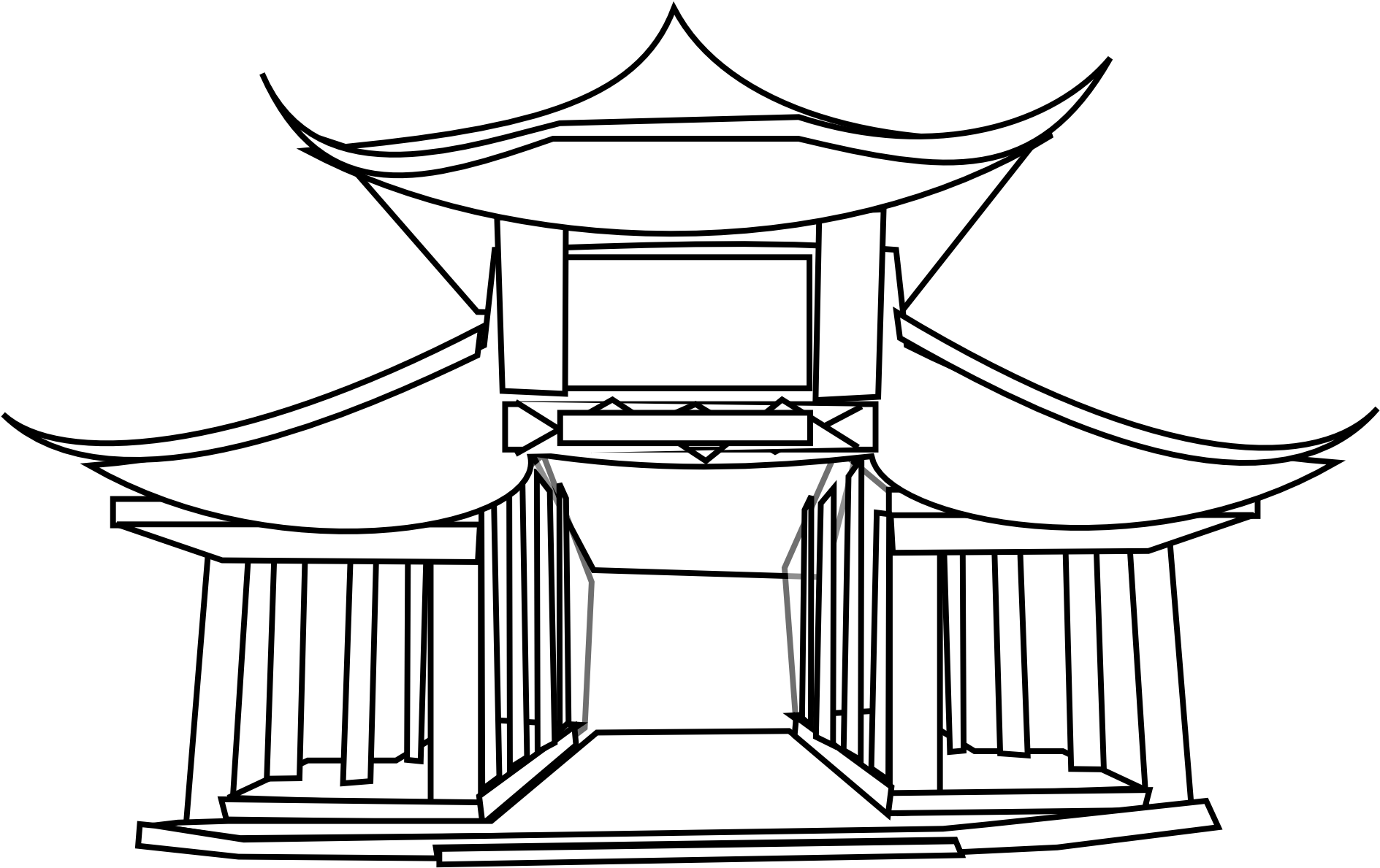 Download net clip art chinese architecture black white line