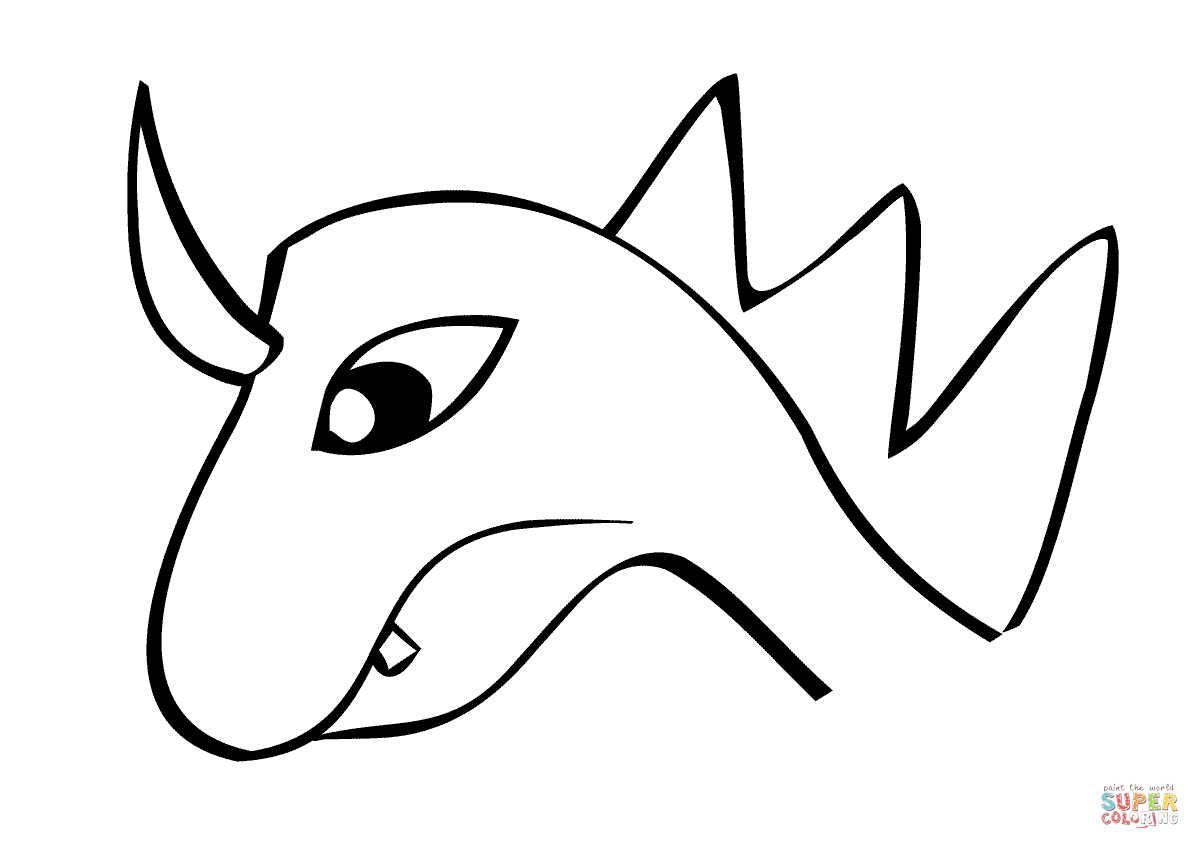 Dragons head in simple lines coloring page free printable coloring pages