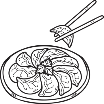 Hand drawn gyoza or dumplings chinese and japanese food illustration vector