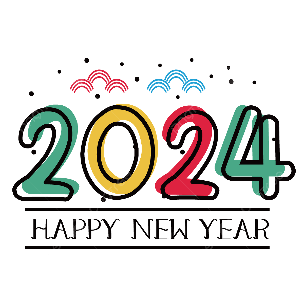Chinese new year text color two thousand and twenty four new year happy new year png and vector with transparent background for free download
