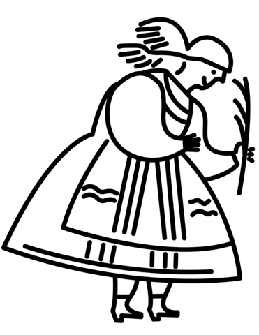 Polish woman in traditional folk dress coloring page free printable coloring pages