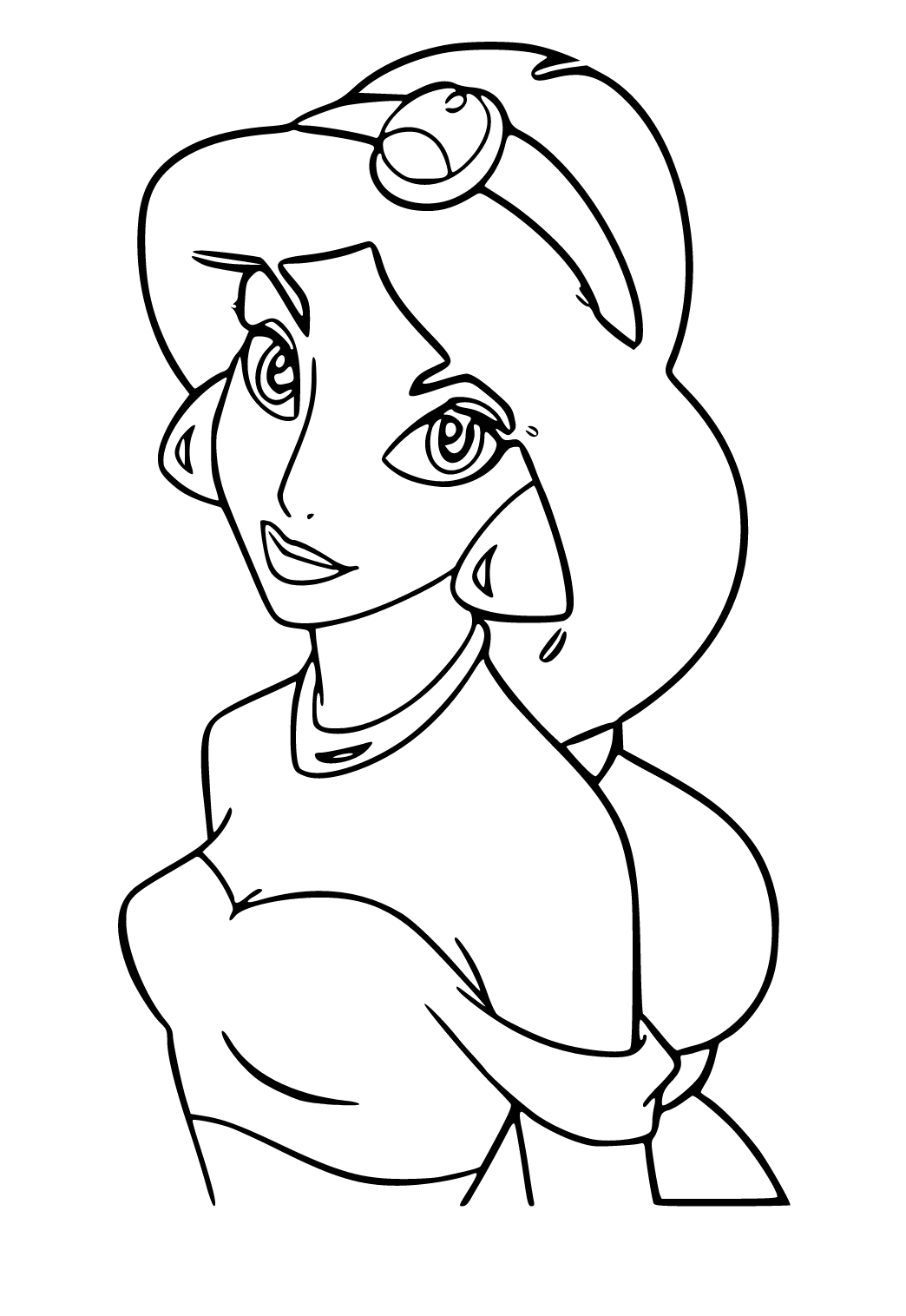Free printable princess jasmine face coloring page sheet and picture for adults and kids girls and boys