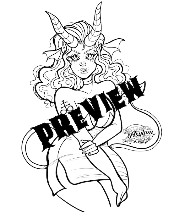 Devil girl coloring page