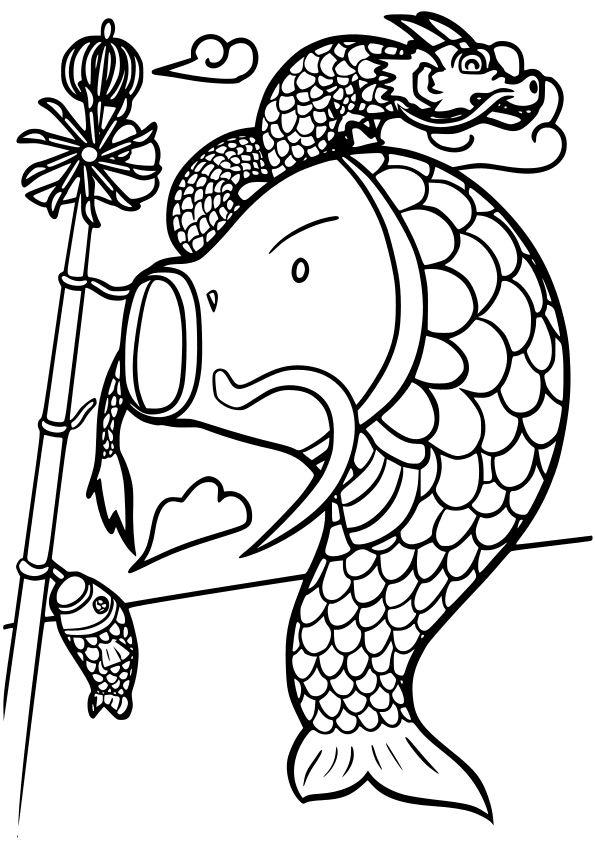 Koinobori drawing for coloring page free printable nurieworld
