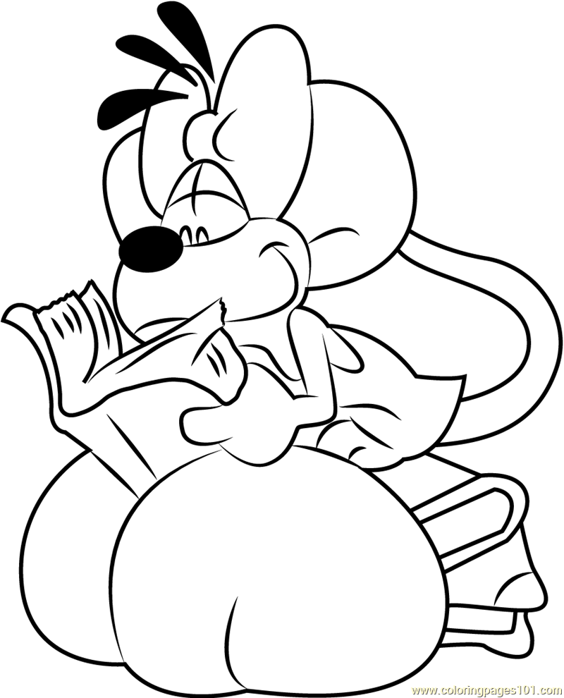 Diddlina reading a book coloring page for kids