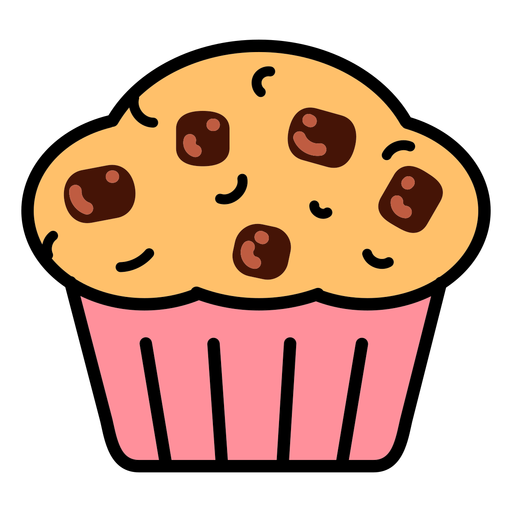 Chocolate chip muffin color stroke png svg design for t