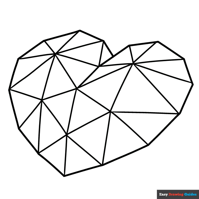 Crystal heart coloring page easy drawing guides