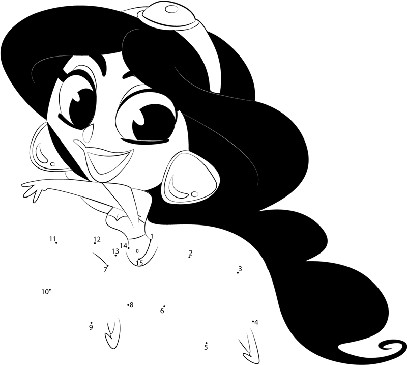 Princess jasmine dot to dot printable worksheet