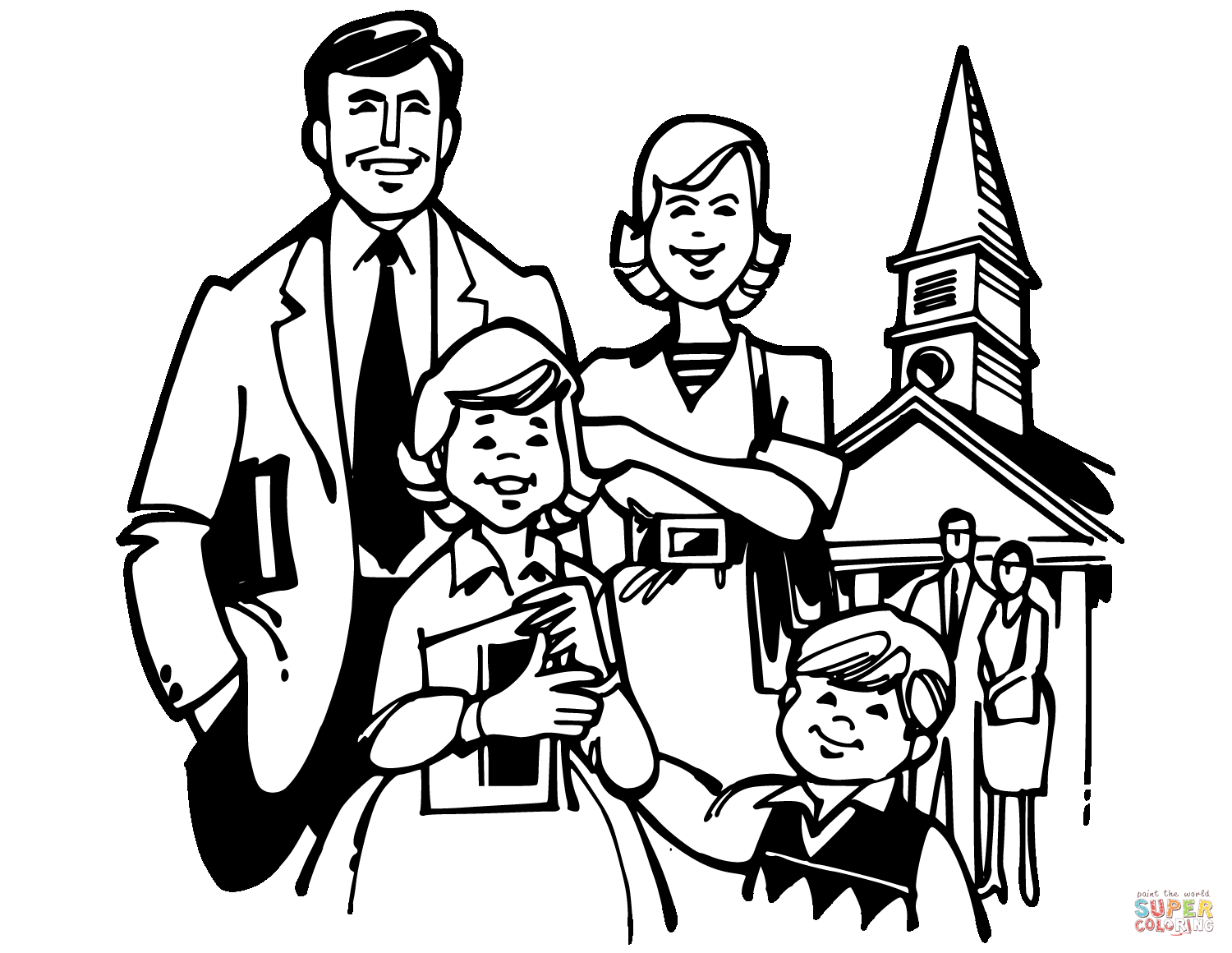 Christian family on sunday coloring page free printable coloring pages