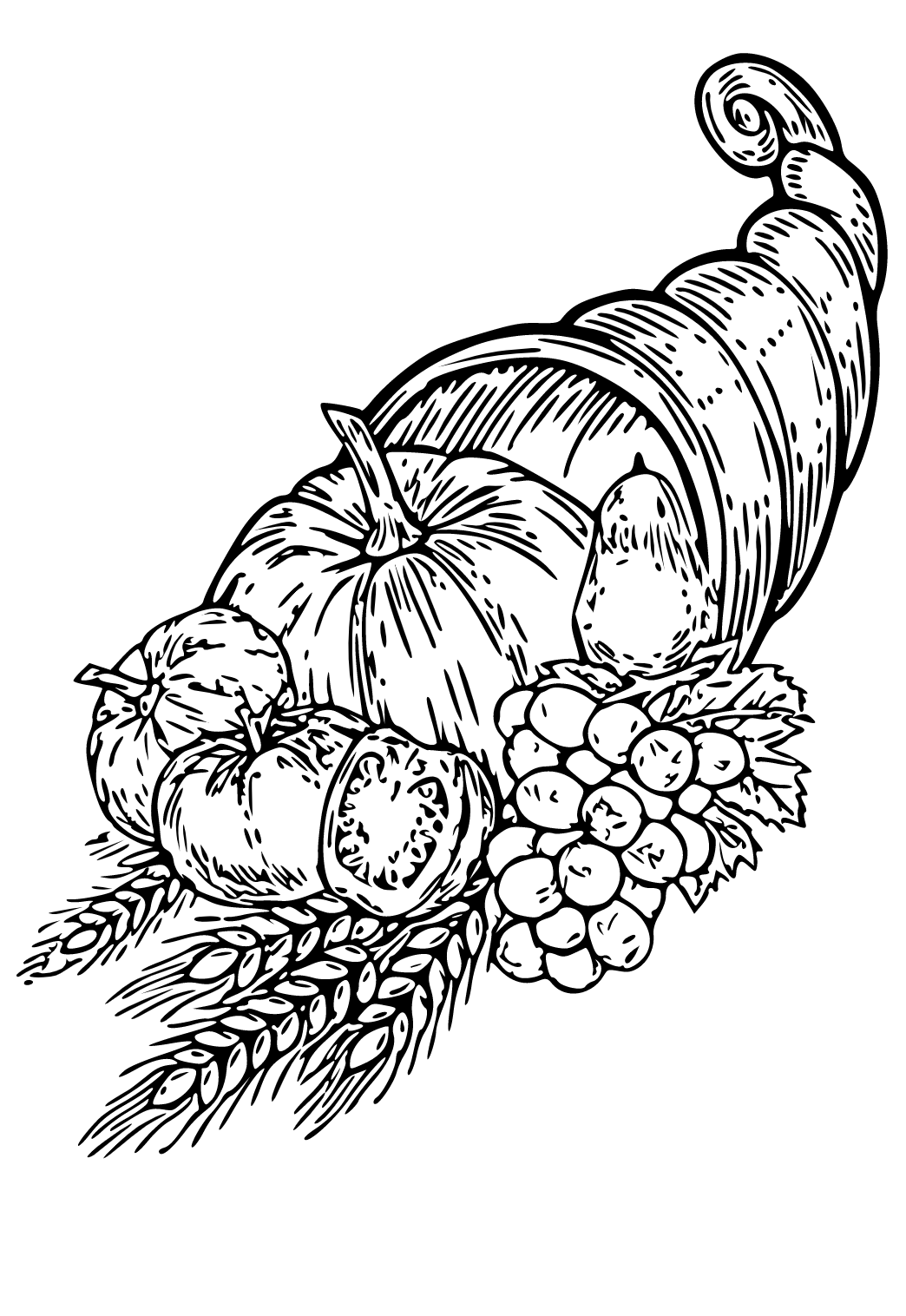 Free printable thanksgiving harvest coloring page sheet and picture for adults and kids girls and boys