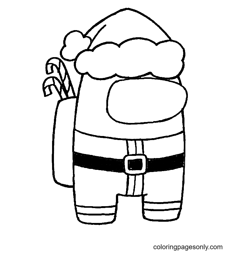 Among us santa coloring page