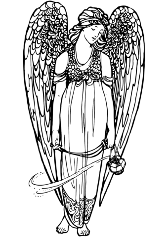 Angel with lantern coloring page free printable coloring pages