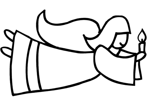Angel flying with candle coloring page free printable coloring pages
