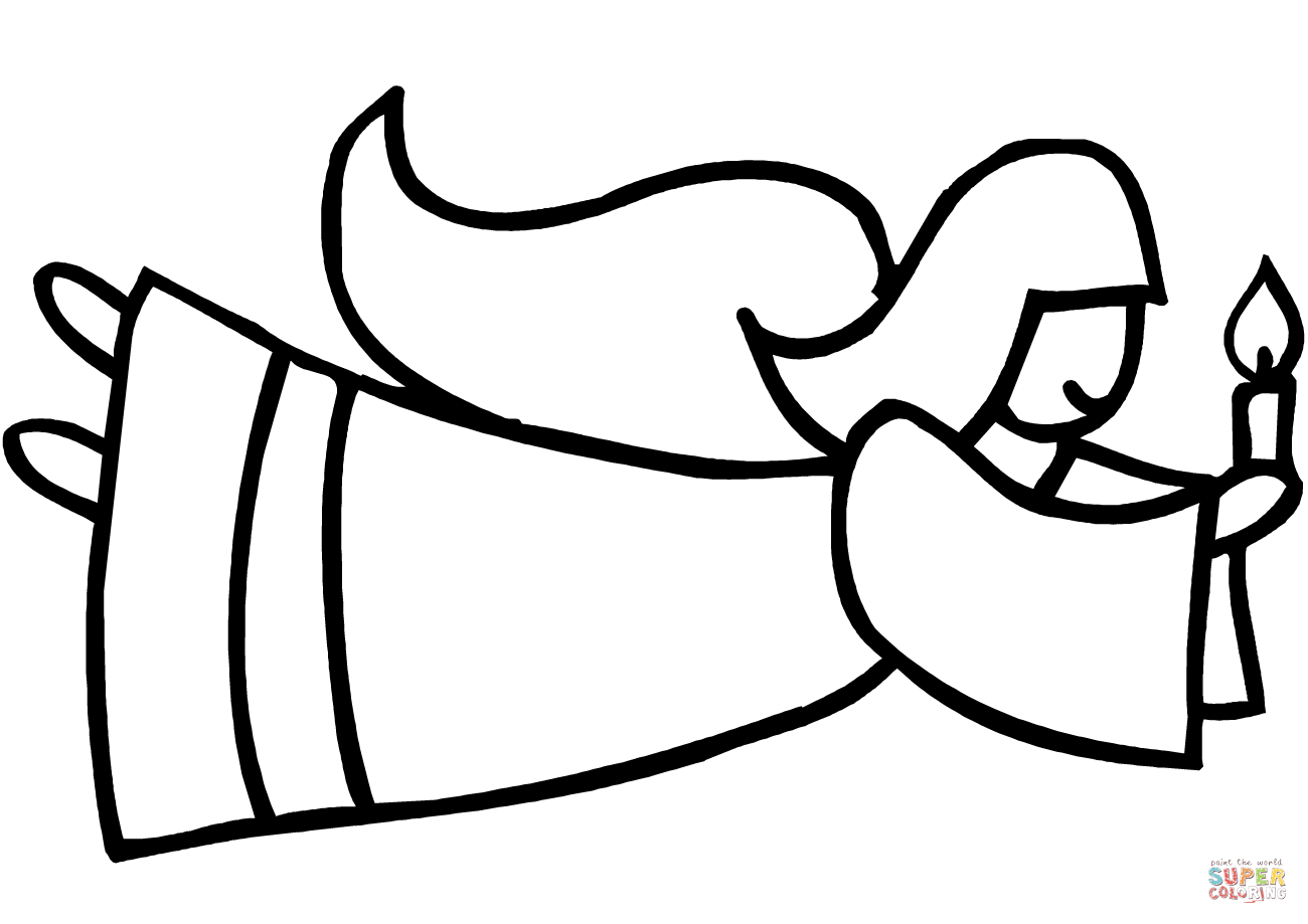 Angel flying with candle coloring page free printable coloring pages