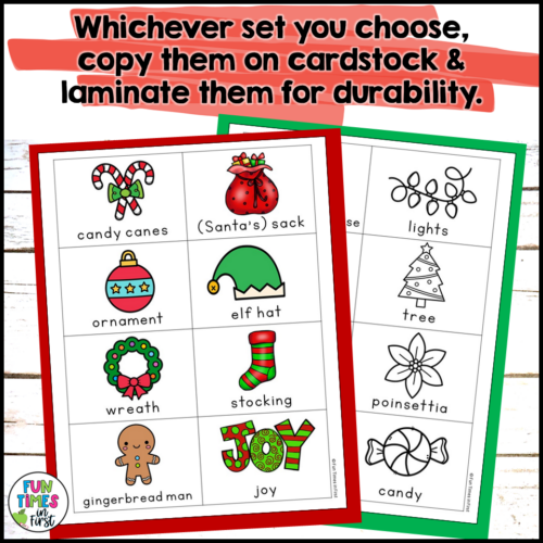 Christmas bingo game holiday vocabulary center activity class party game made by teachers