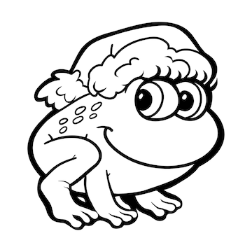 Premium vector coloring book for children frog and christmas hat