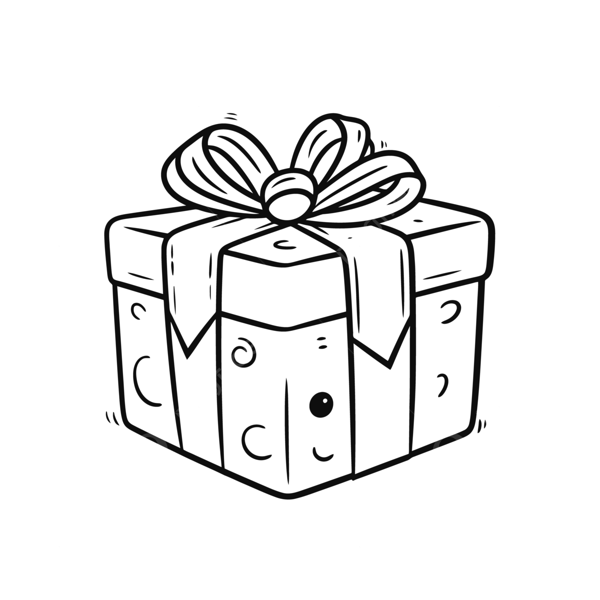 Black and white colored drawing of a gift box outline sketch vector wing drawing gift box drawing color drawing png and vector with transparent background for free download