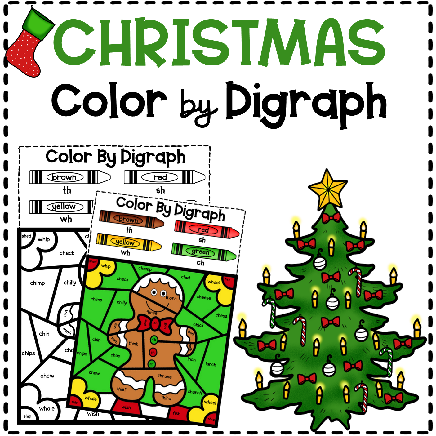 Christmas activities color by digraphs made by teachers