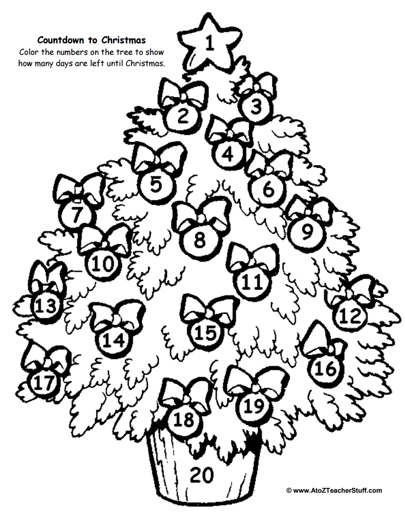 Christmas tree countdown printable a to z teacher stuff printable pages and worksheeâ free christmas printables christmas coloring pages christmas countdown