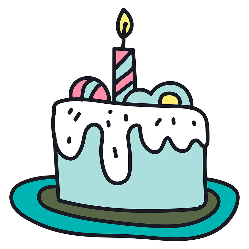 Hand drawn cake candle sticker premium png sticker