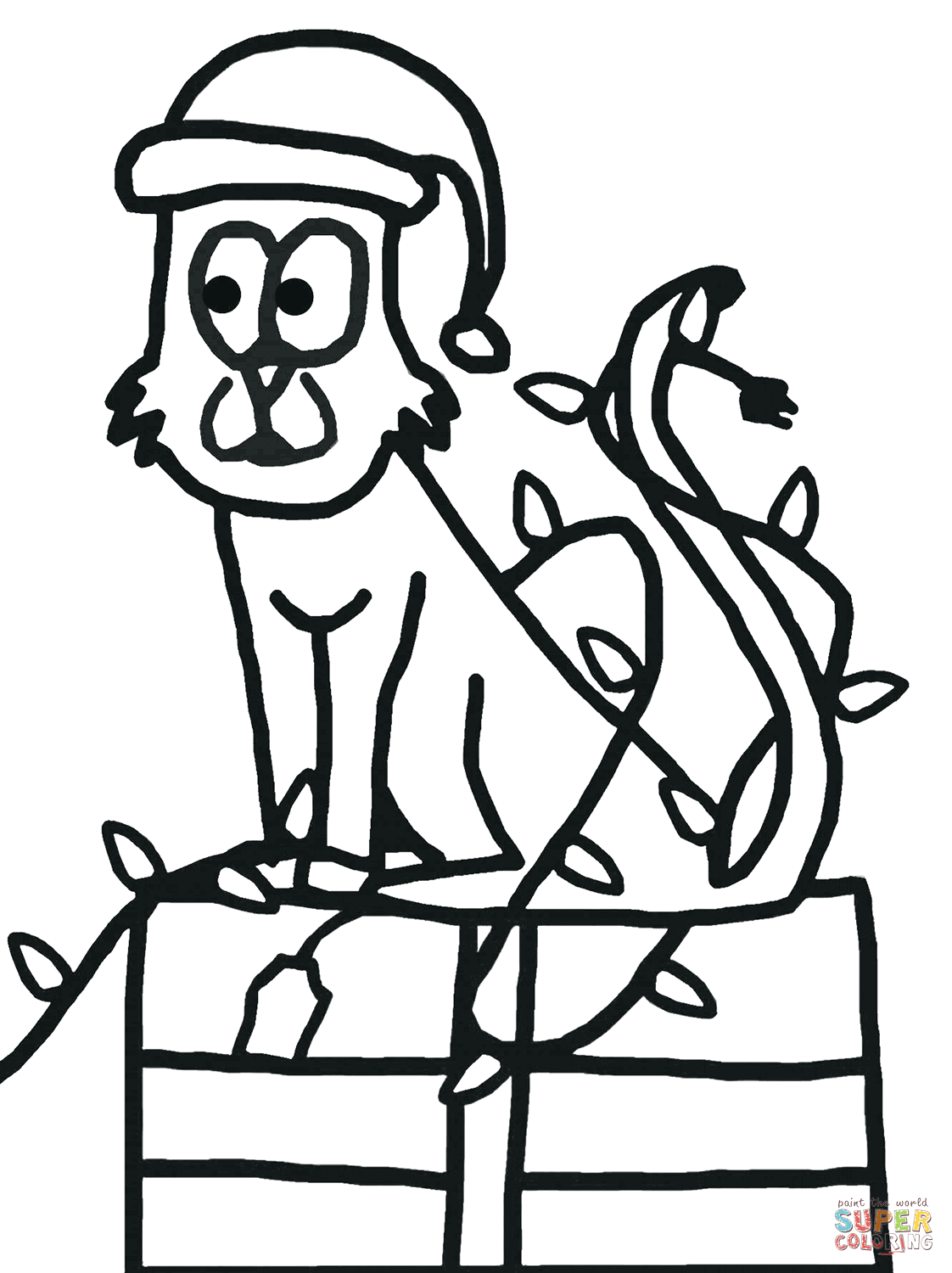 Christmas cat coloring page free printable coloring pages