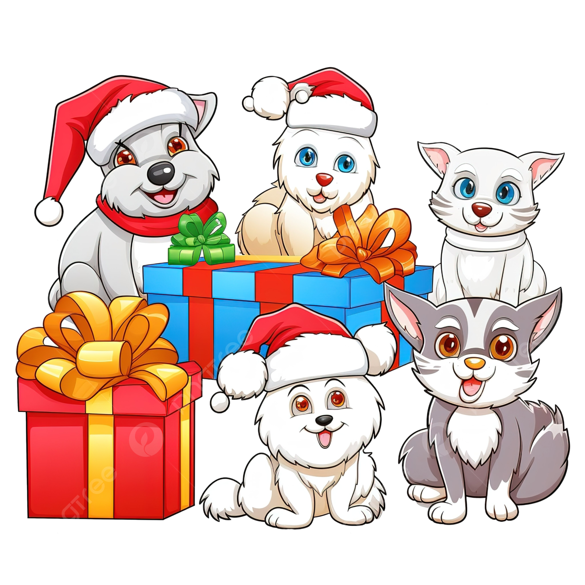 Christmas dog and cat png transparent images free download vector files