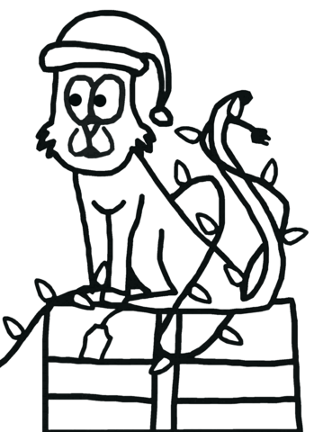 Christmas cat coloring page free printable coloring pages