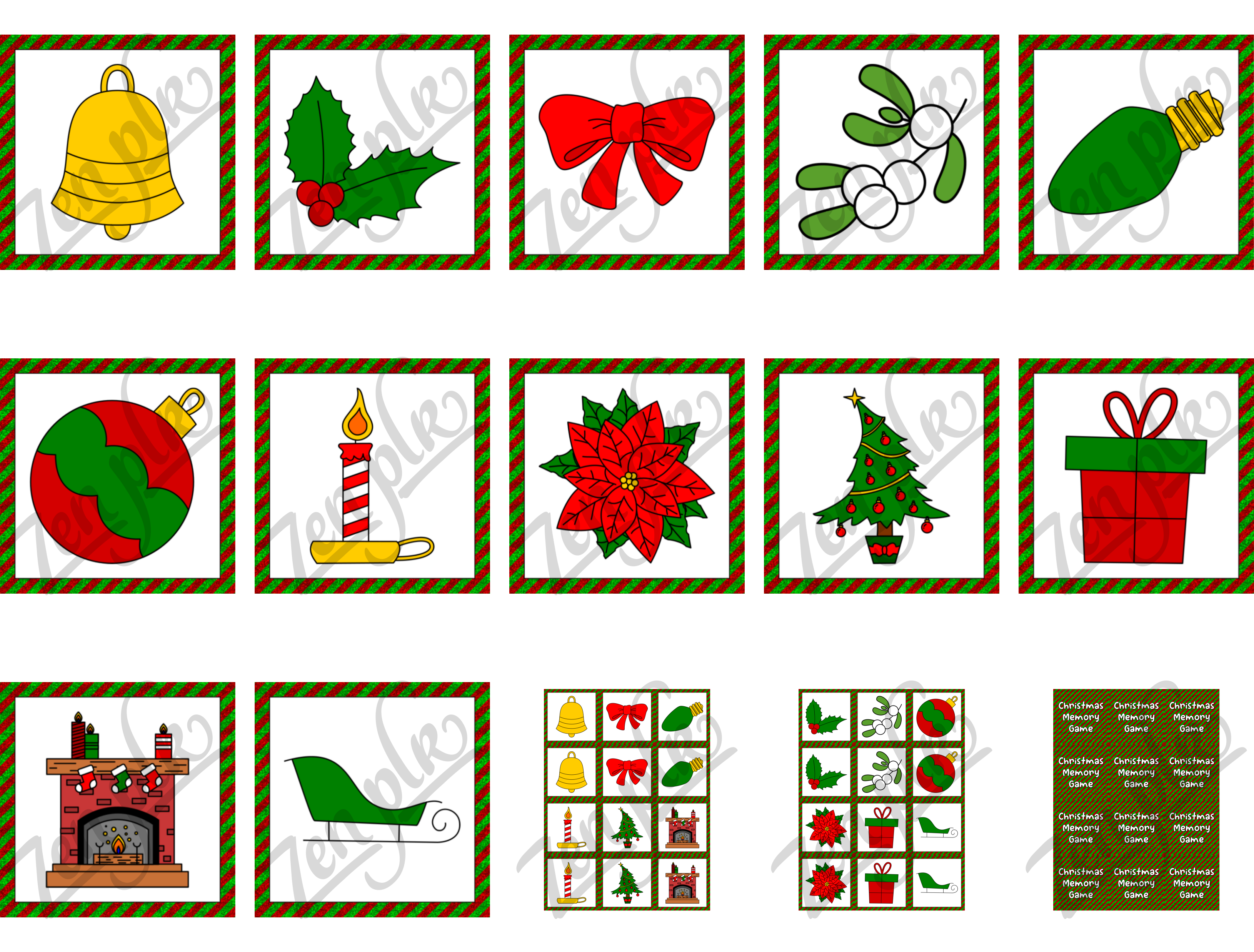 Full color christmas memory game volume â zen plr