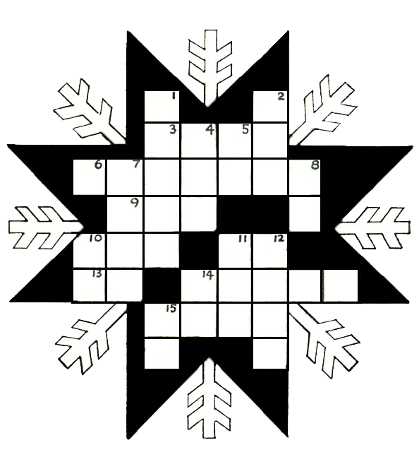 Snowflake kids printable crossword puzzle purple kitty