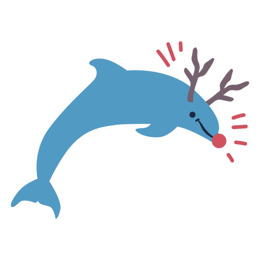 Christmas dolphin flat png svg design for t