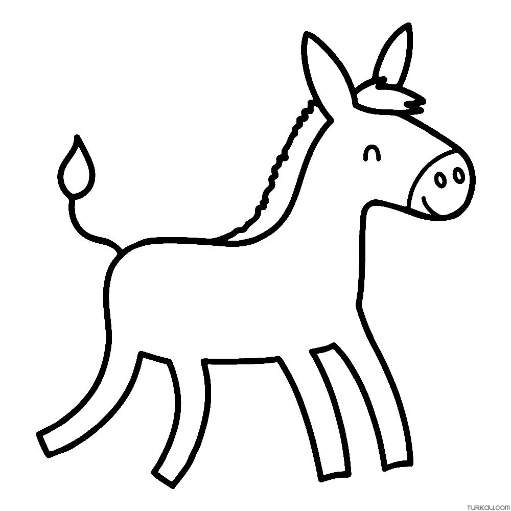 Animal donkey easy coloring page