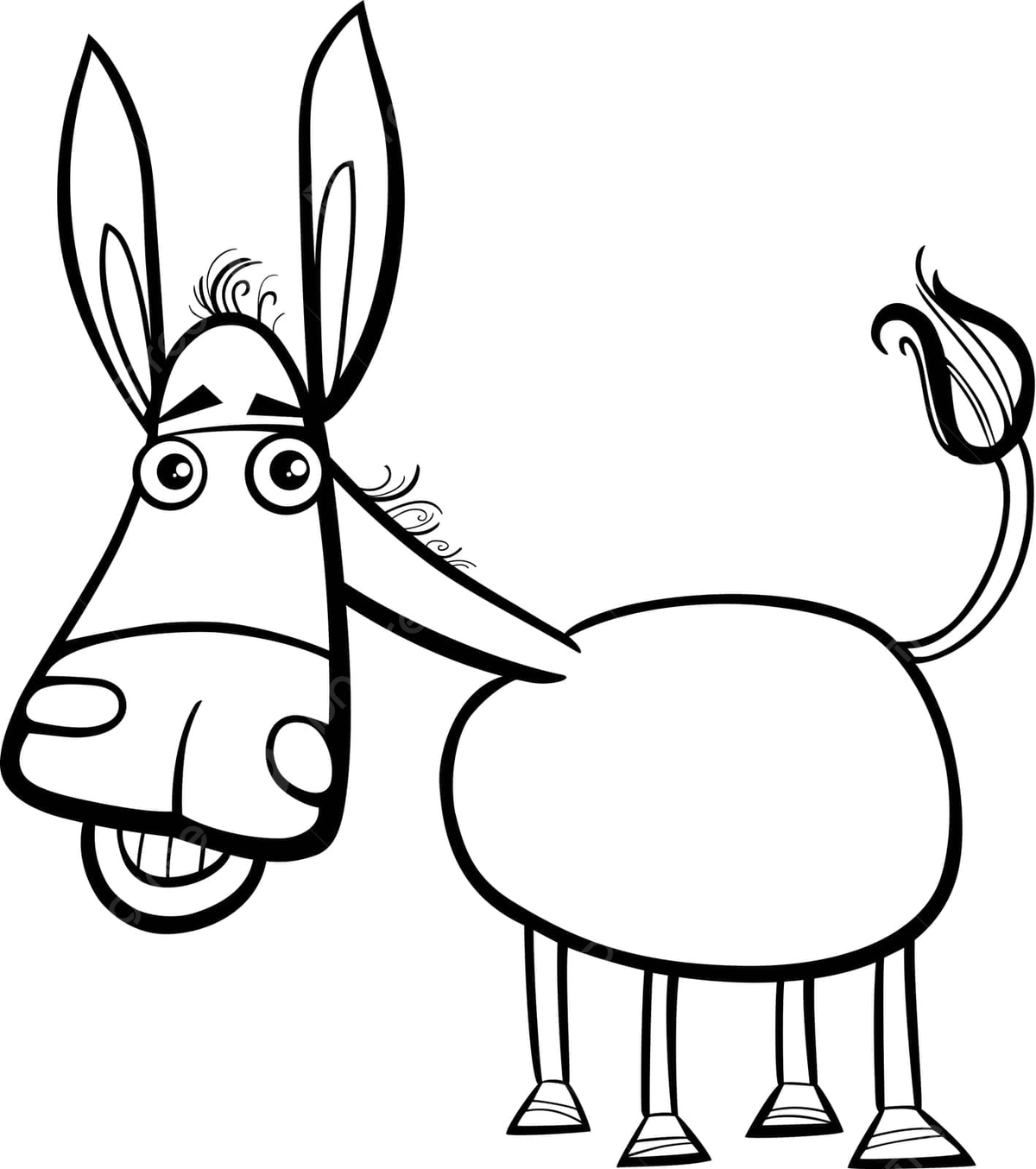 Coloring page of amusing farm animal charactera donkey vector animal drawing key drawing farm drawing png and vector with transparent background for free download