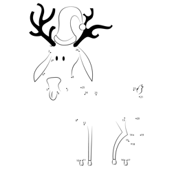 Deer christmas connect the dots printable worksheets