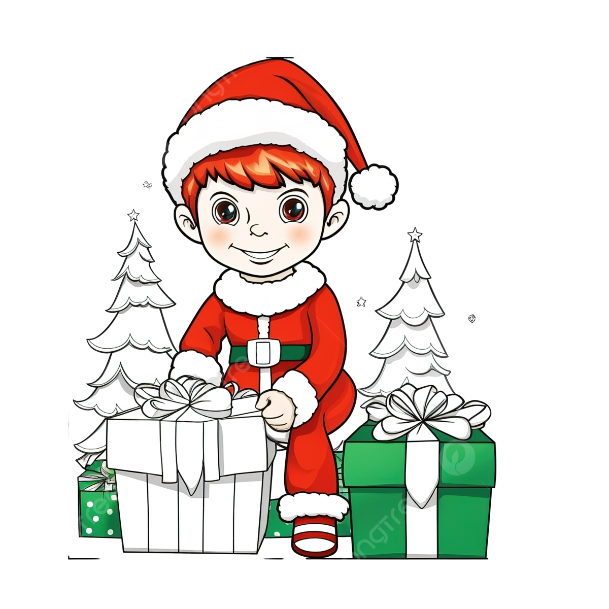 Christmas elf coloring page png transparent images free download vector files
