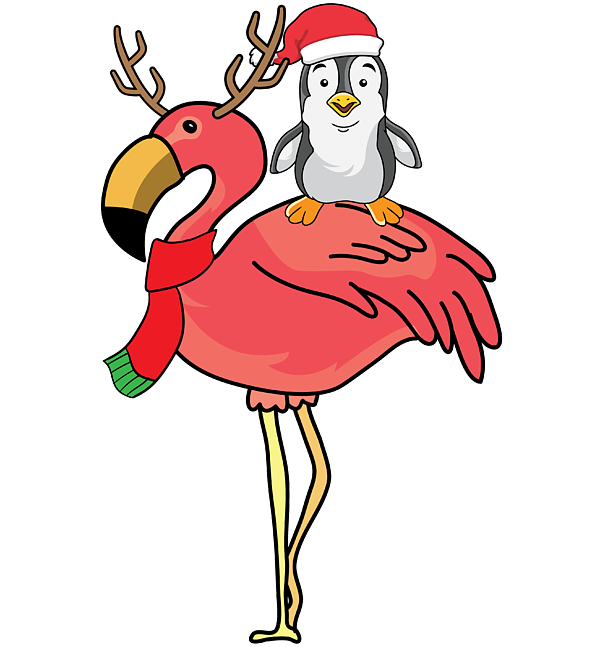 Christmas funny flamingo reindeer penguin santa sticker by haselshirt