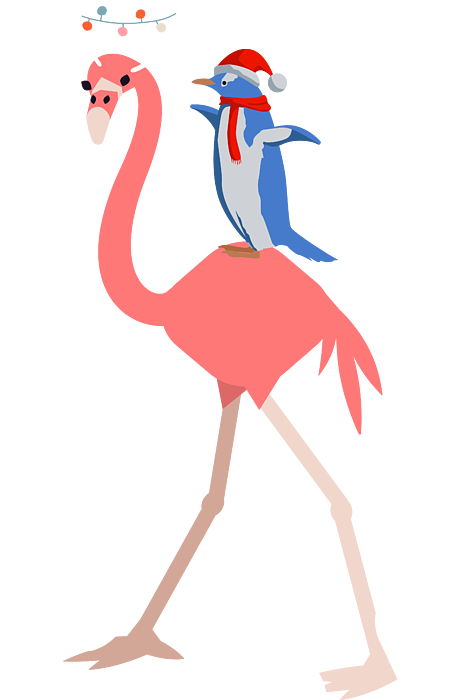 Christmas funny flamingo reindeer santa penguin spiral notebook by haselshirt
