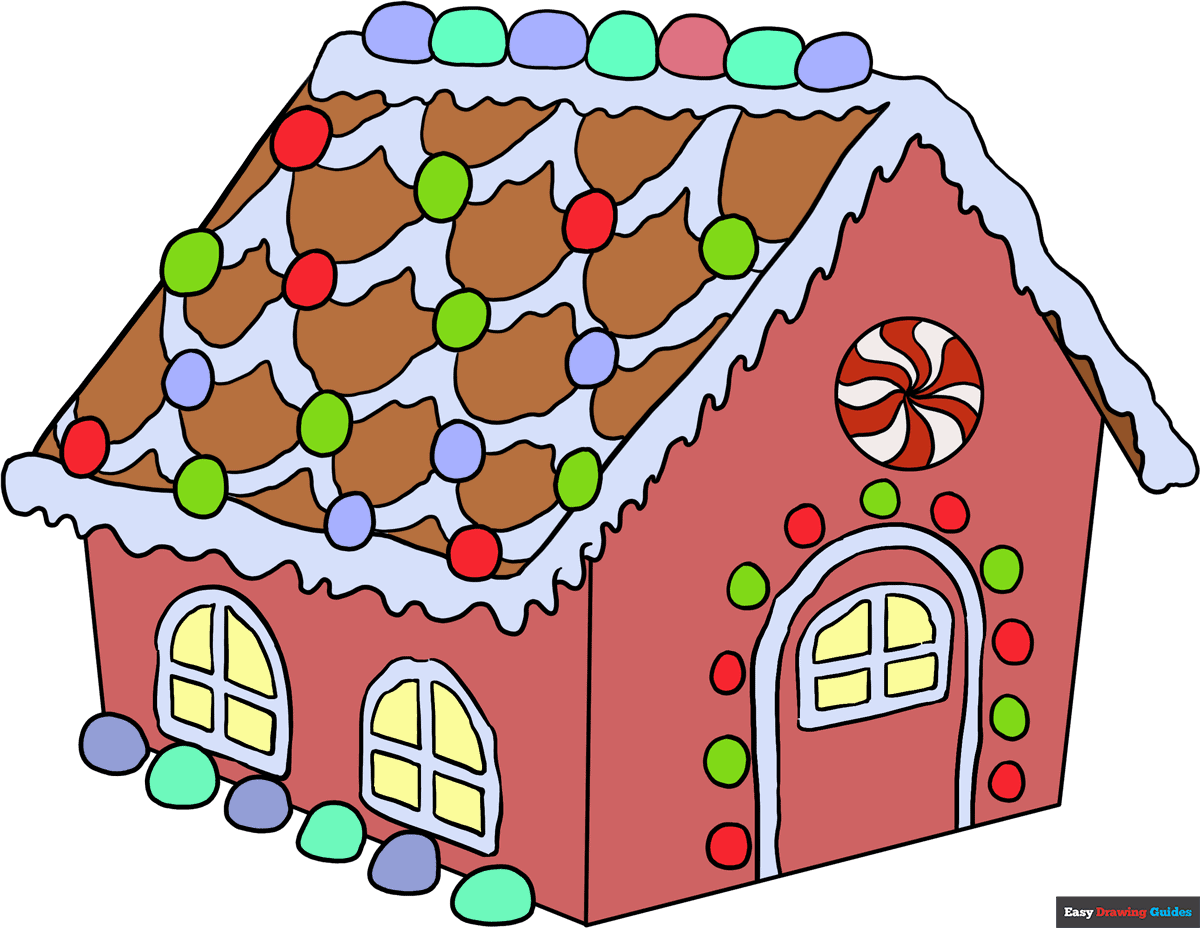 How to draw a gingerbread house