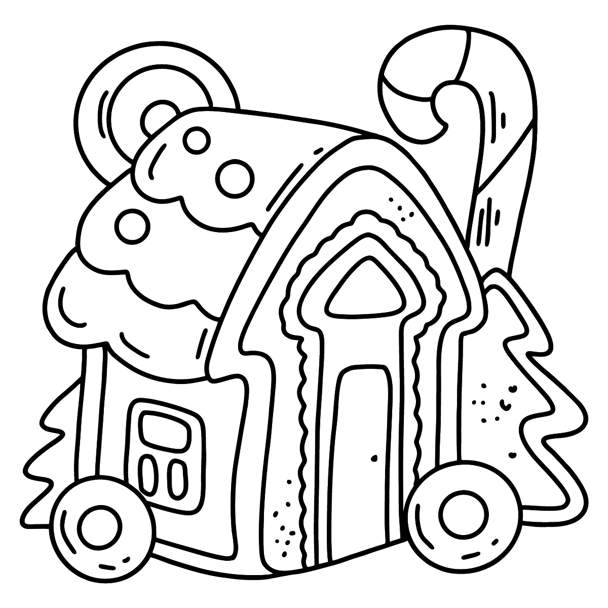 Gingerbread house with candy stick coloring page â online