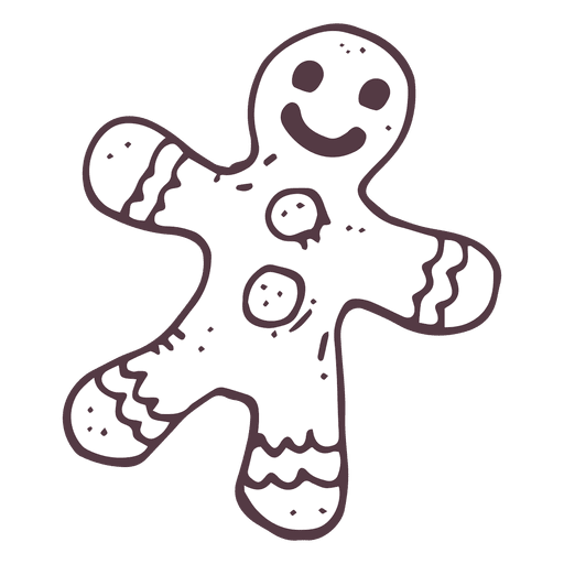 Gingerbread man hand drawn icon png svg design for t