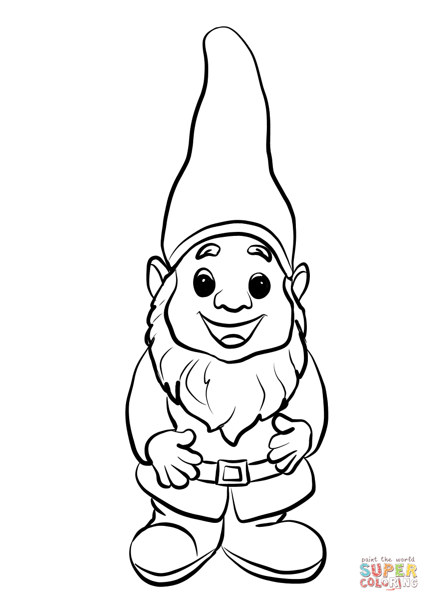 Cute gnome coloring page free printable coloring pages