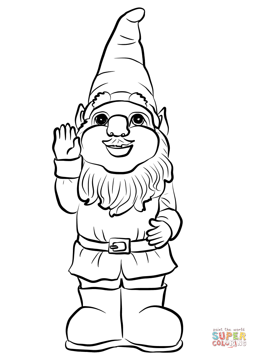 Gnome say hello coloring page free printable coloring pages