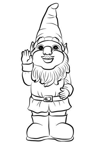 Gnome say hello coloring page free printable coloring pages
