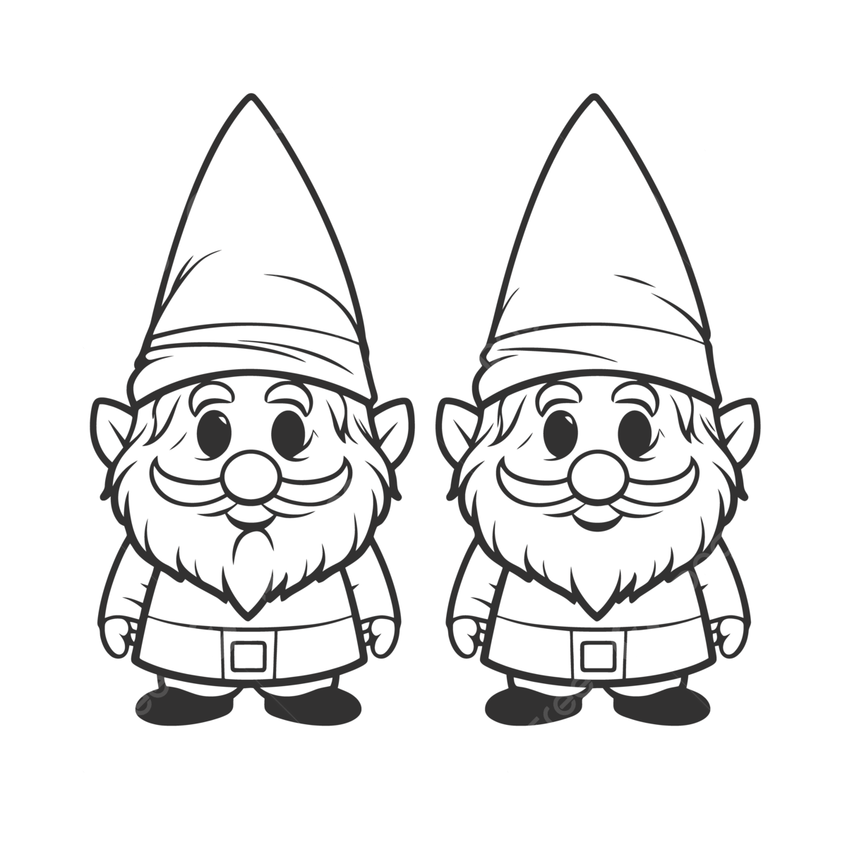 Two coloring of gnomes in their own form outline sketch drawing vector wing drawing ring drawing gnome drawing png and vector with transparent background for free download