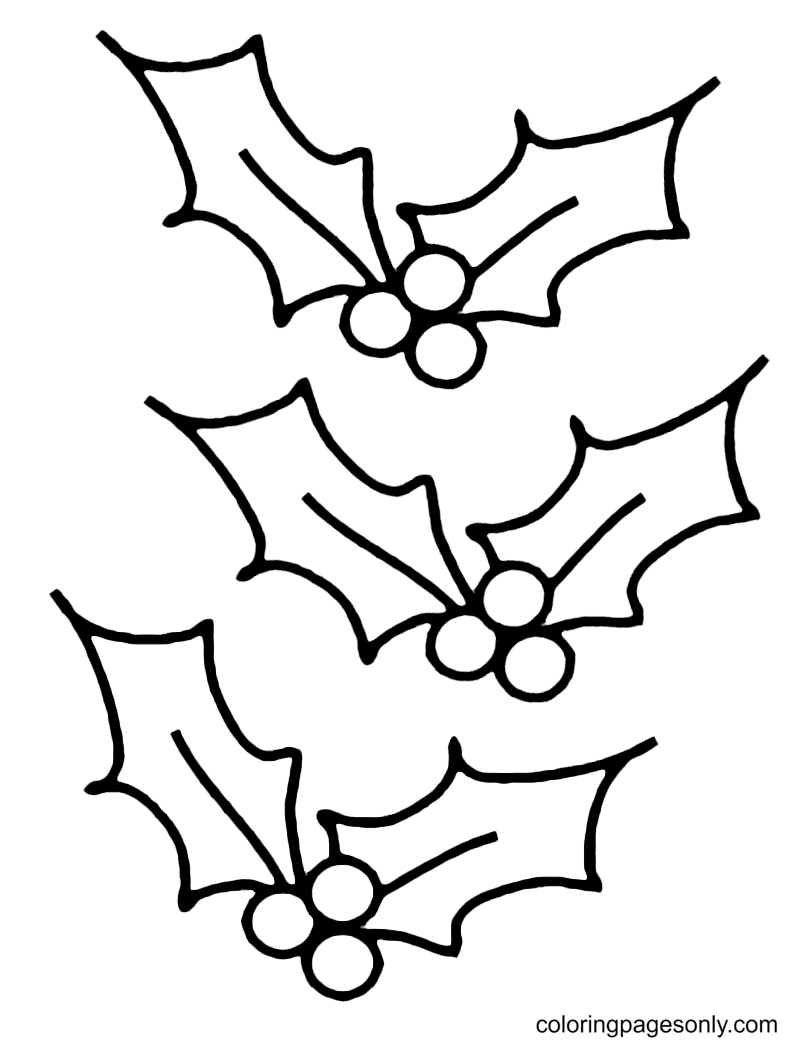Christmas holly printable coloring page