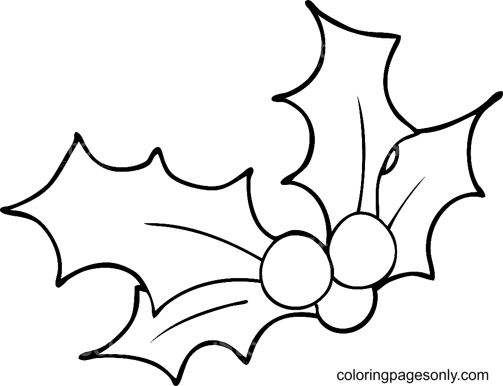 Christmas holly coloring pages