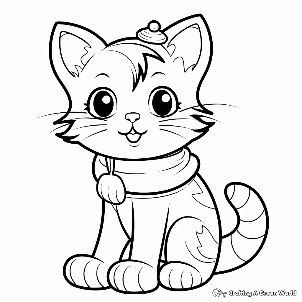 Christmas cat coloring pages