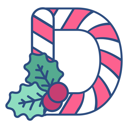 Candycane christmas letter d png svg design for t